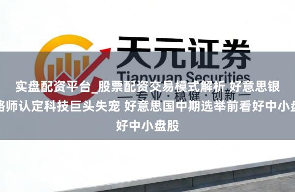 实盘配资平台_股票配资交易模式解析 好意思银策略师认定科技巨头失宠 好意思国中期选举前看好中小盘股