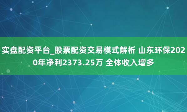 实盘配资平台_股票配资交易模式解析 山东环保2020年净利2373.25万 全体收入增多